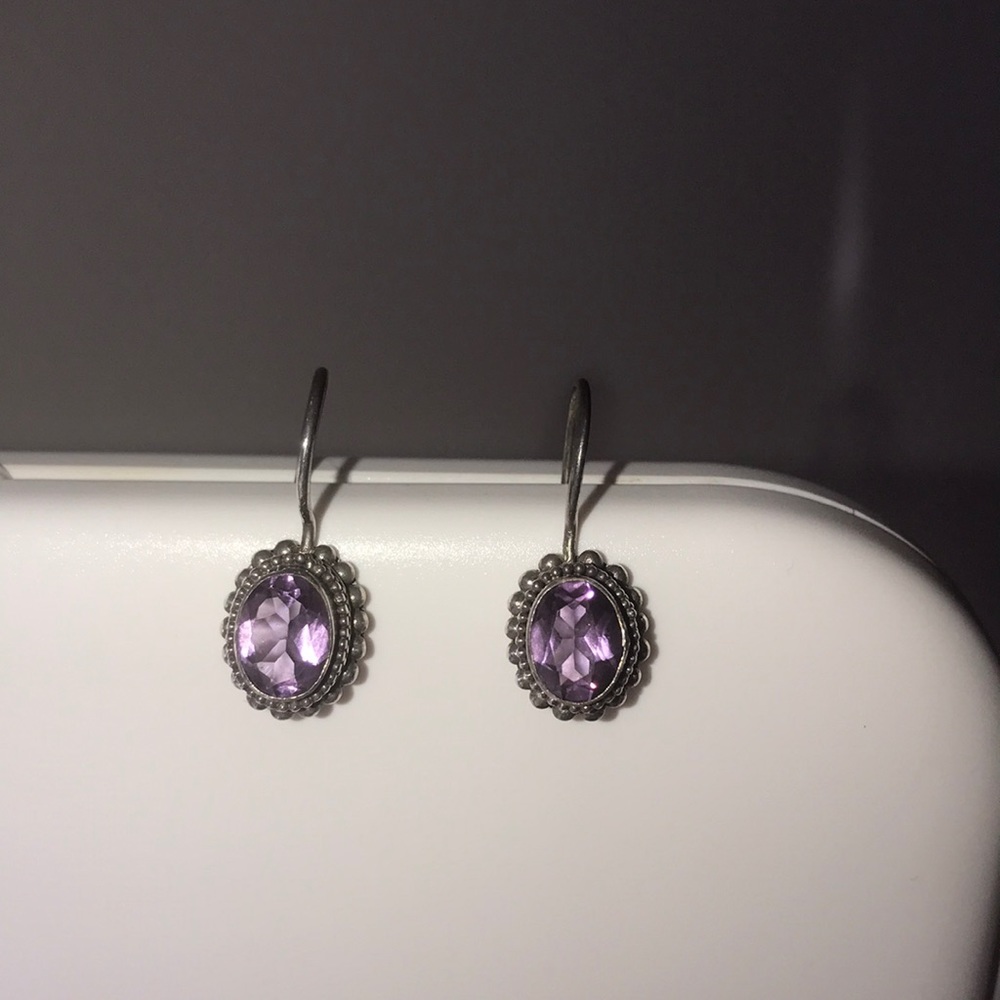 Antique 925 semiprecious stone earrings